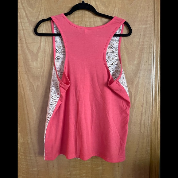 COPY - Beautiful coral and off white sheer skull ☠️ tank top - Picture 3 of 5